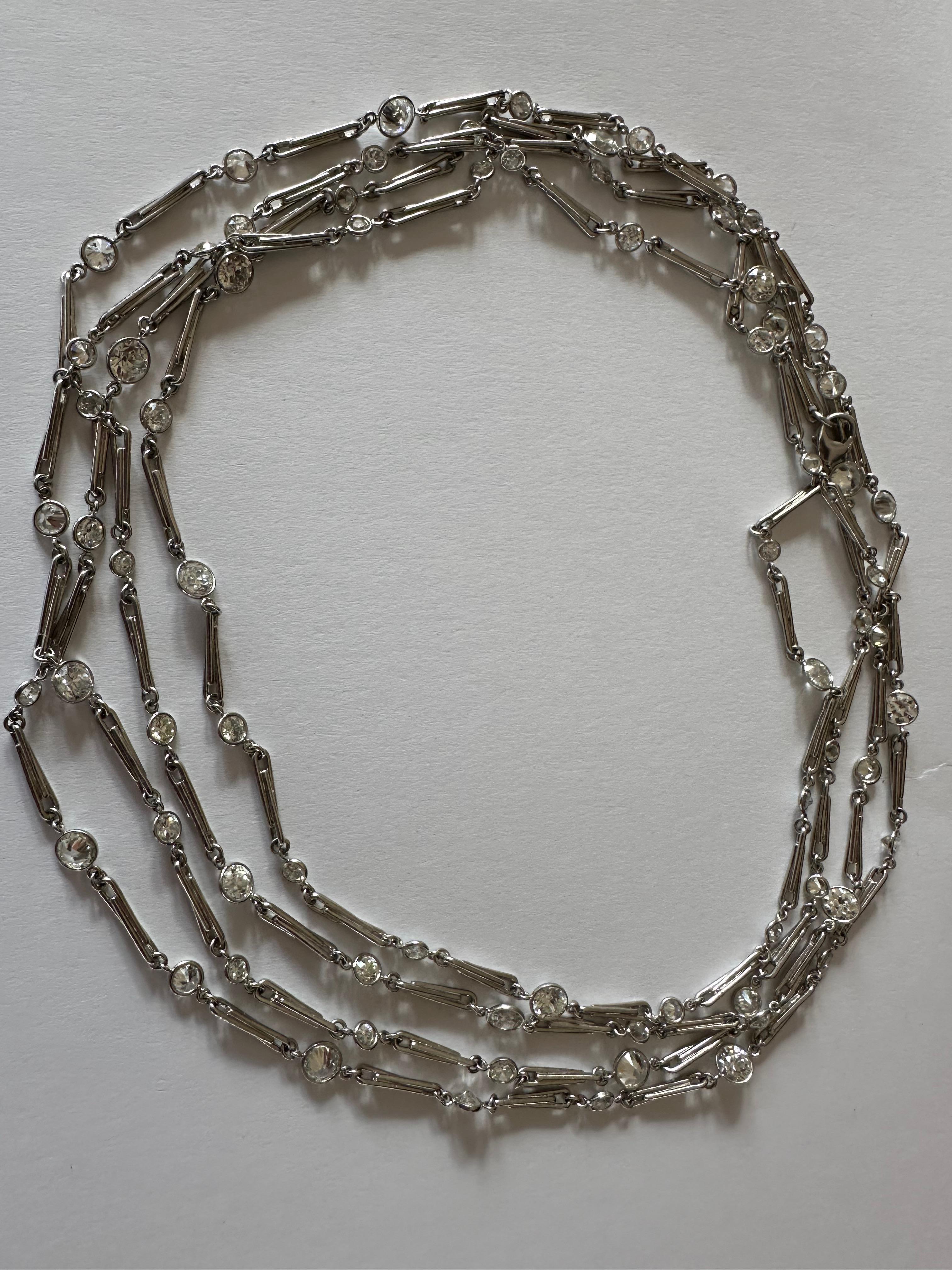 70 Inch Antique Style Diamonds-by-the-Yard Necklace  For Sale 2