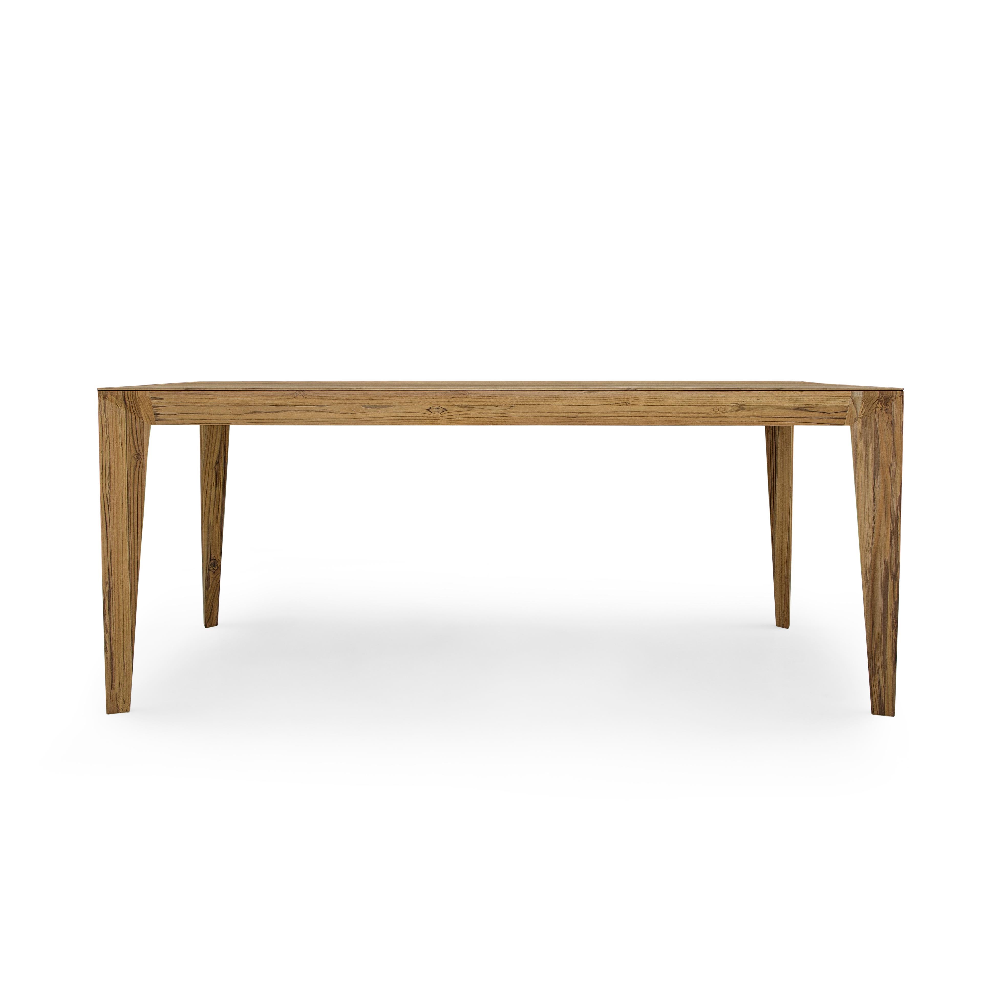 Luce Rectangular Dining Table with a Teak Wood Veneered Table Top 70'' In New Condition For Sale In Miami, FL