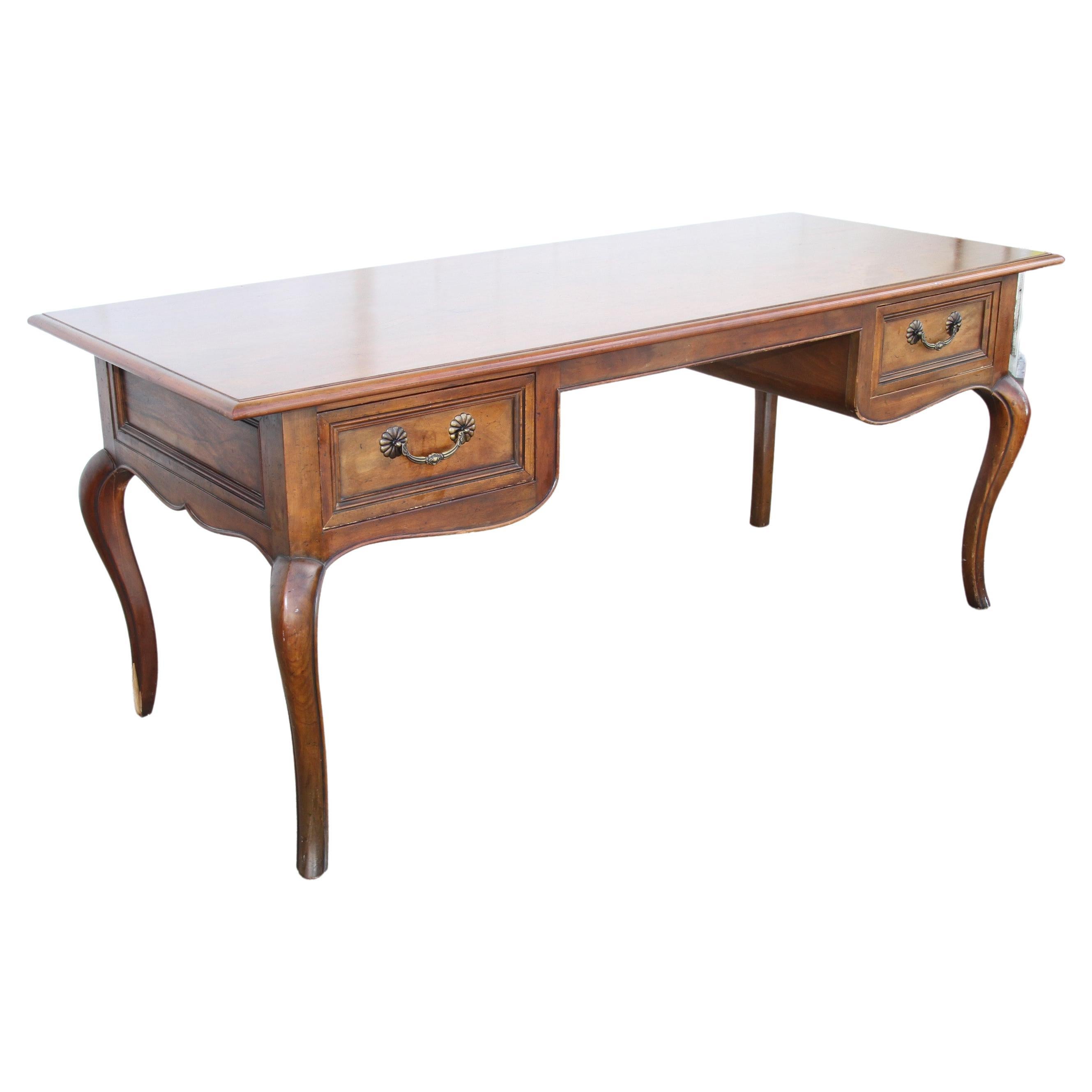 70" Mid Century Louis XV Queen Anne Style Desk by Baker Furniture