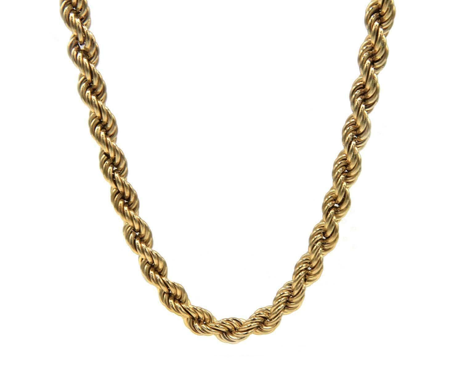 Women's Rope Chain Necklace in 14K Yellow Gold For Sale