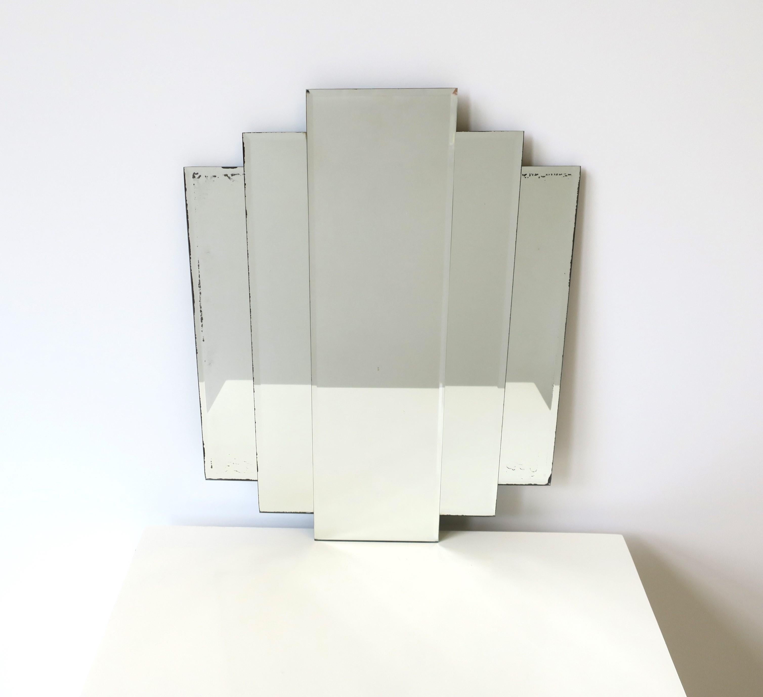 Art Deco '70 Modern Deco Wall or Vanity Mirror For Sale