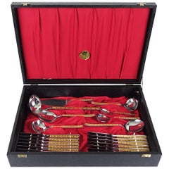 Retro 70 Piece Cutlery Set Made of 24 Carat Gilded Stainless Steel in Cassette by SBS