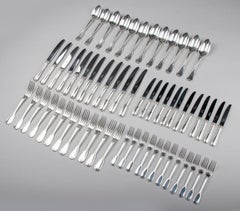 60-Piece Set of Silver Plated Flatware by Christofle Model Chinon