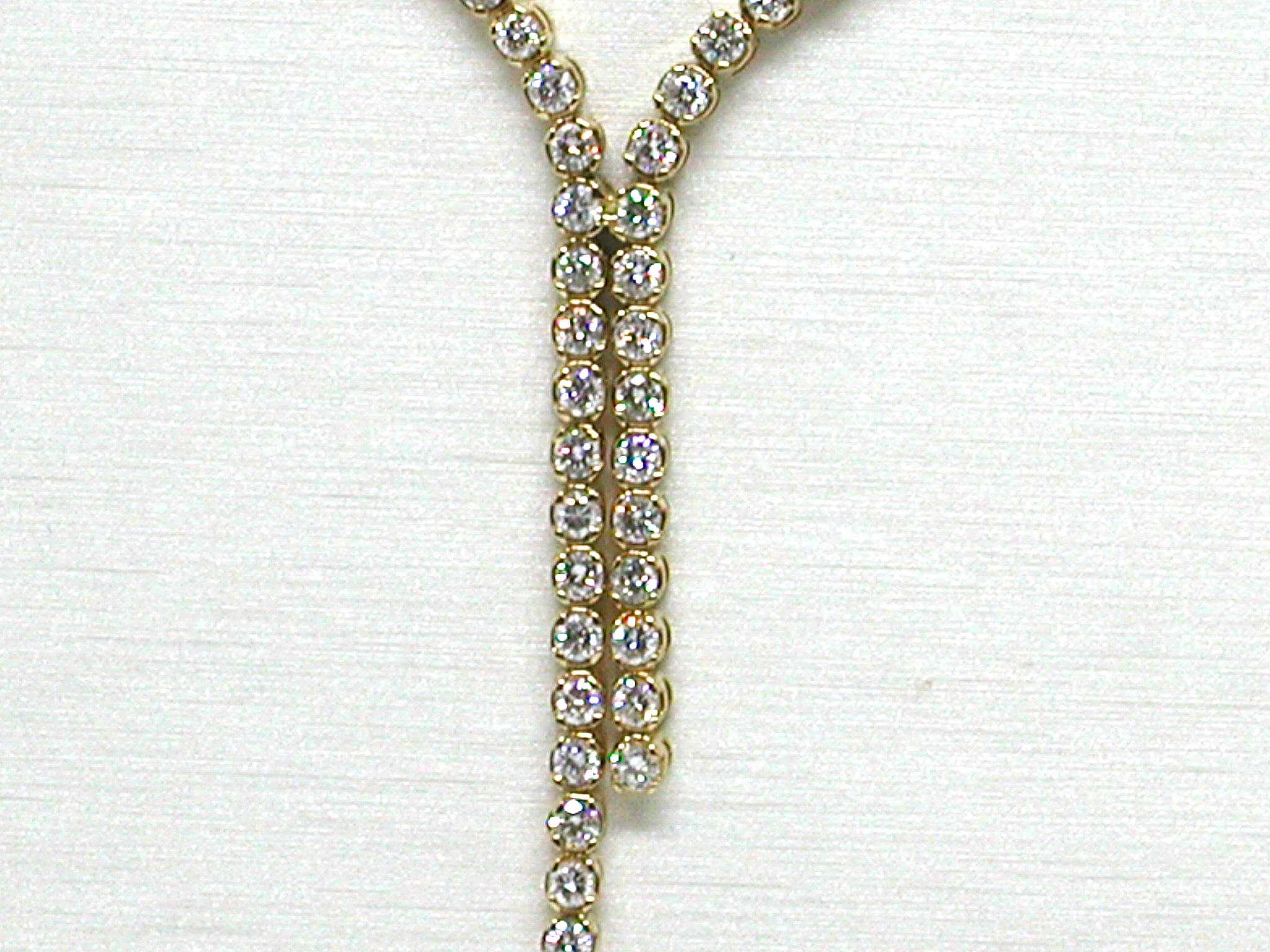 Contemporary 7.00 Carat 18 Karat Yellow Gold White Diamond Drop Tennis Necklace