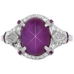 Vintage 7.00 Carat Art Deco Star Ruby Ring