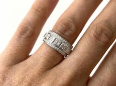 7.00 Carat Asscher Cut Diamond Three-Row Spinning Eternity Ring in Platinum