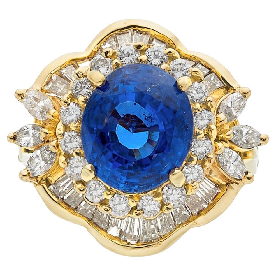 7.00 Carat Ceylon Sapphire and Diamond Ring
