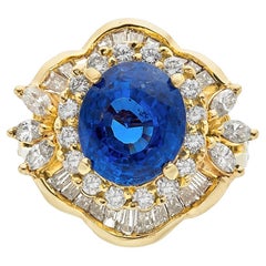 7.00 Carat Ceylon Sapphire and Diamond Ring