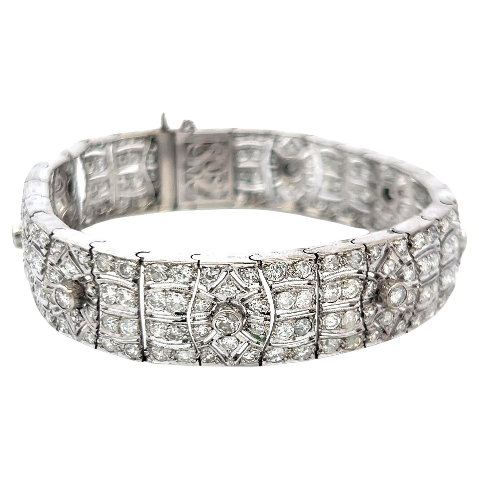 7.00 Carat Diamond Art Deco Bracelet 14K White Gold Vintage Estate Jewelry For Sale