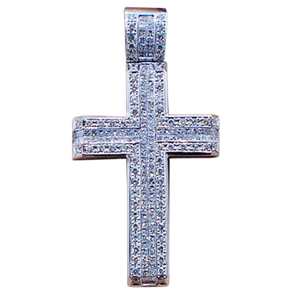 7,00 Karat Diamant-Kreuz-Anhänger 18 Karat, VS F/G Qualität funkelnd im Angebot