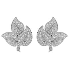 7,00 Karat Diamant-Blatt-Diamant-Ohrclips / Post-Ohrringe aus Gold