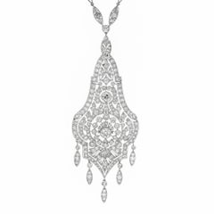 7.00 Carat Diamond Platinum Edwardian Pendant Necklace