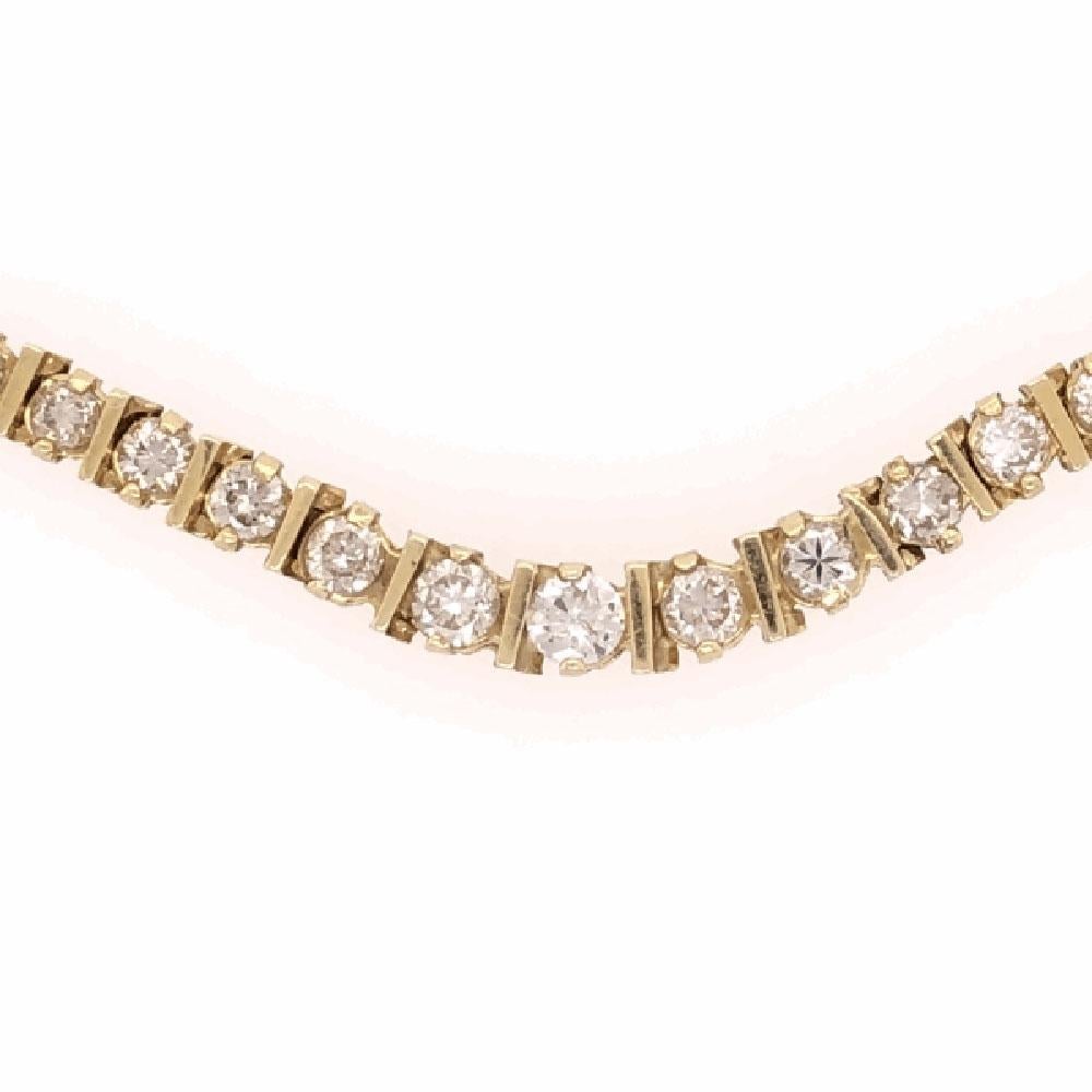 Elegant & Finely detailed Luxurious Diamond Line Necklace, set with 102 Diamonds, weighing approx. 7.00 Carat total weight; set in 14 Karat white gold. Set by an expert master jeweler to showcase the beauty and sparkle of this precious Timeless