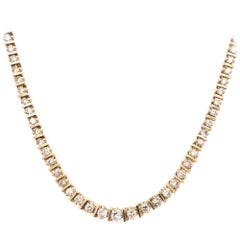 Vintage 7.00 Carat Diamond Riviera White Gold Line Necklace Estate Fine Jewelry