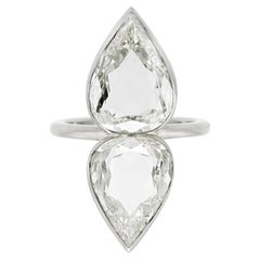 7.00 Carat Double Rose-Cut Pear Shaped Diamond Ring