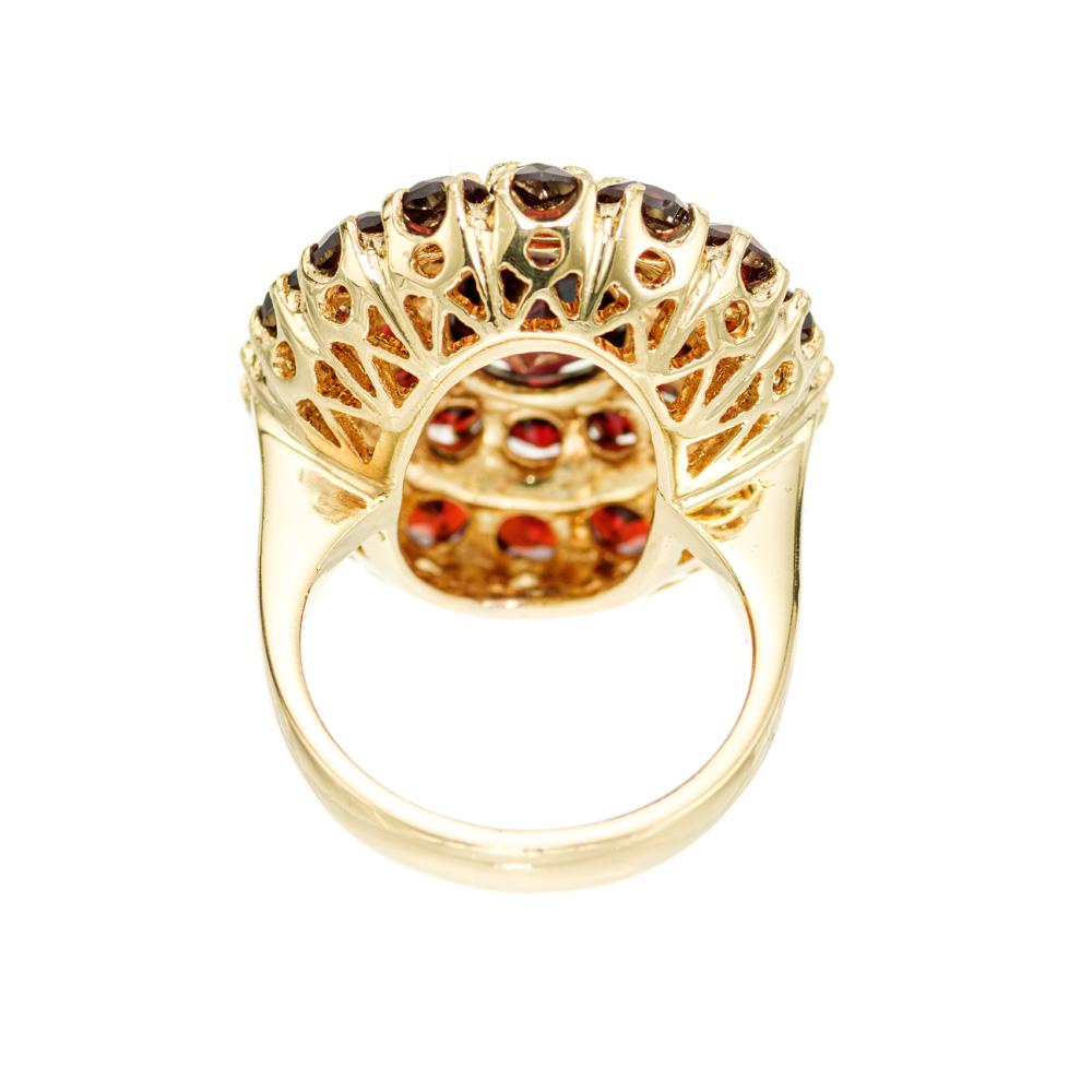 Women's 7.00 Carat Garnet Yellow Gold Cluster Cocktail Ring For Sale