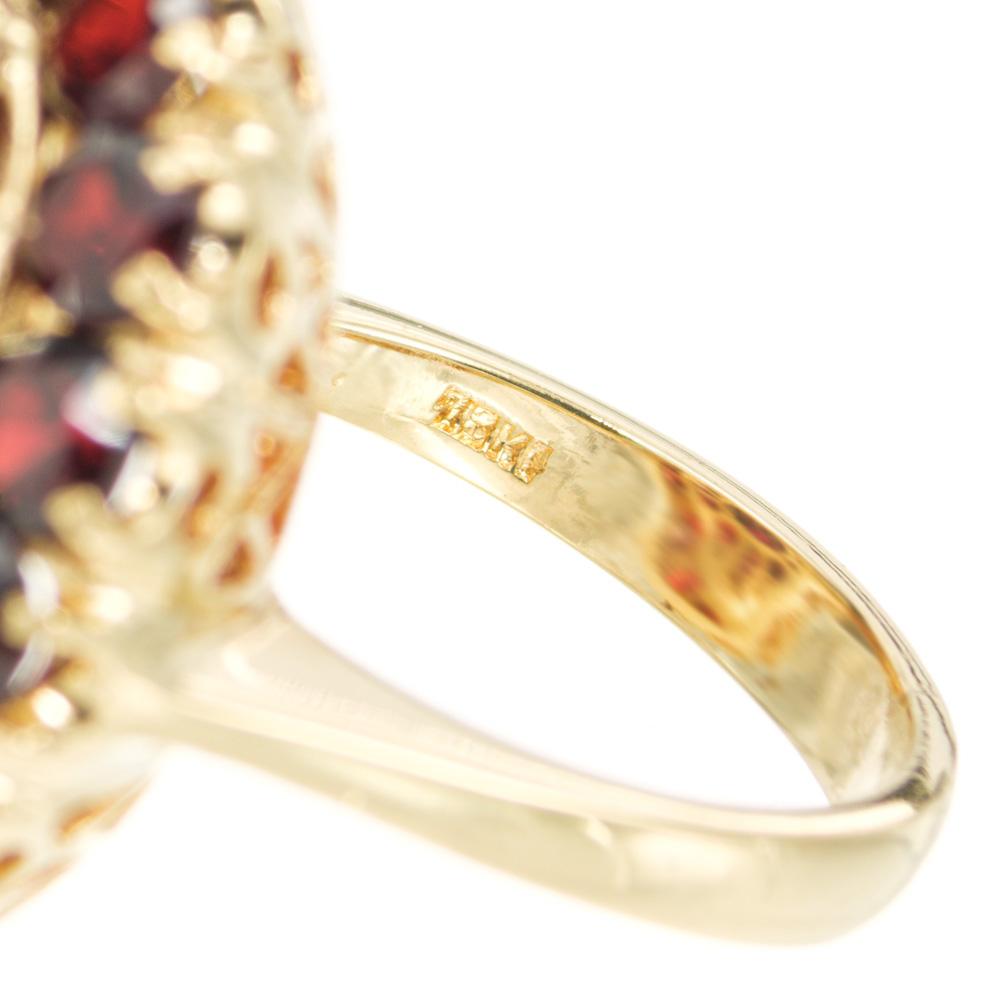 7.00 Carat Garnet Yellow Gold Cluster Cocktail Ring For Sale 1