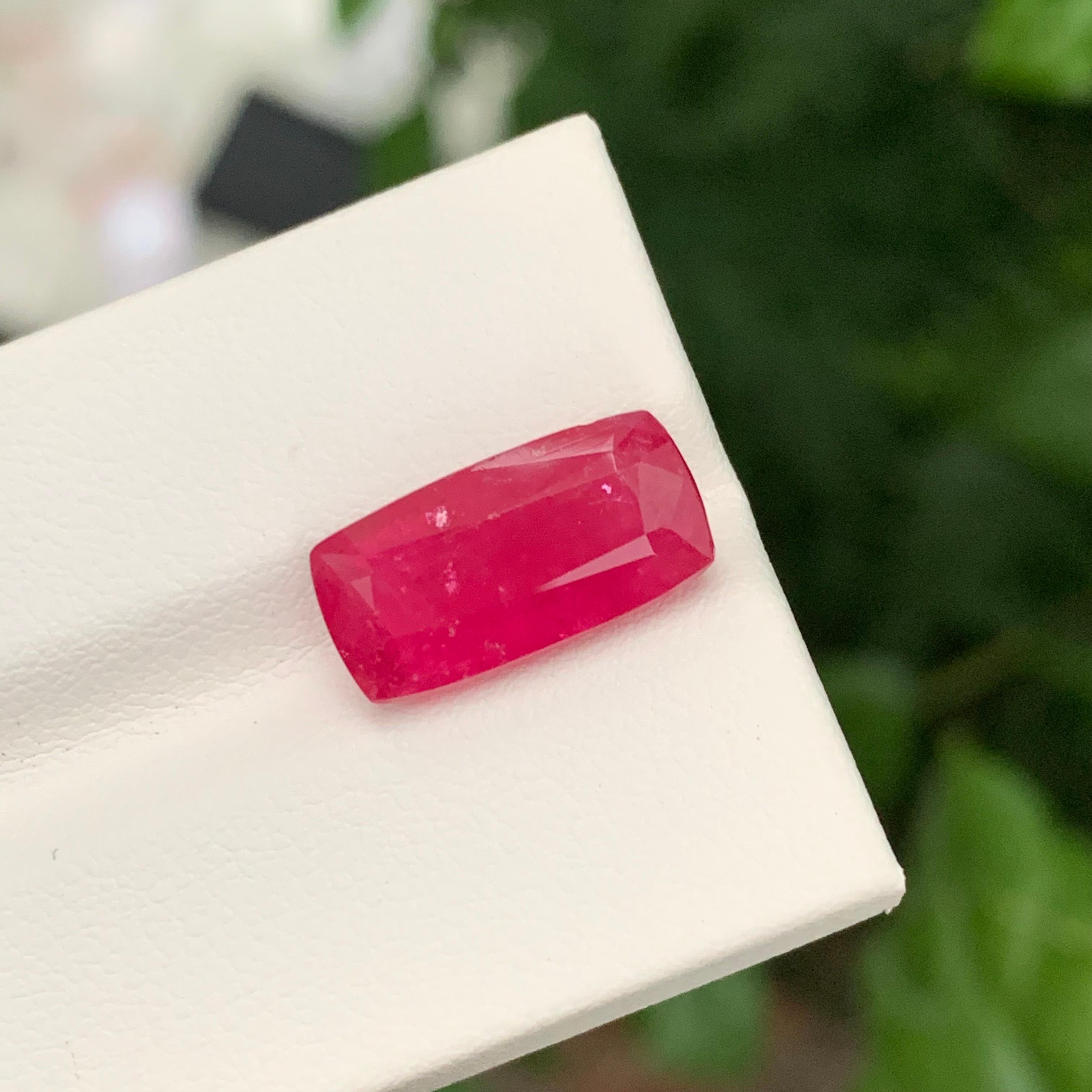Women's or Men's 7.00 Carat Glamorous Faceted Rubellite Tourmaline Can-Shape Gemstone For Sale