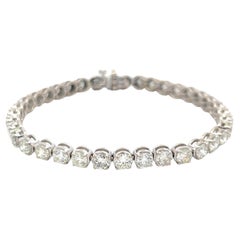 7,00 quilates H VS Diamante Tenis Pulsera Oro Blanco 14K Vintage Estate