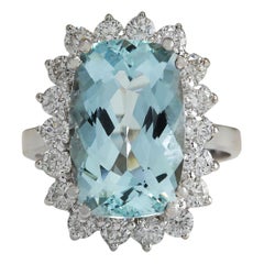 Aquamarine Diamond Ring In 14 Karat White Gold 