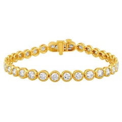 Pulsera con bisel de diamantes naturales de 7,00 quilates, oro amarillo de 14K, 7''