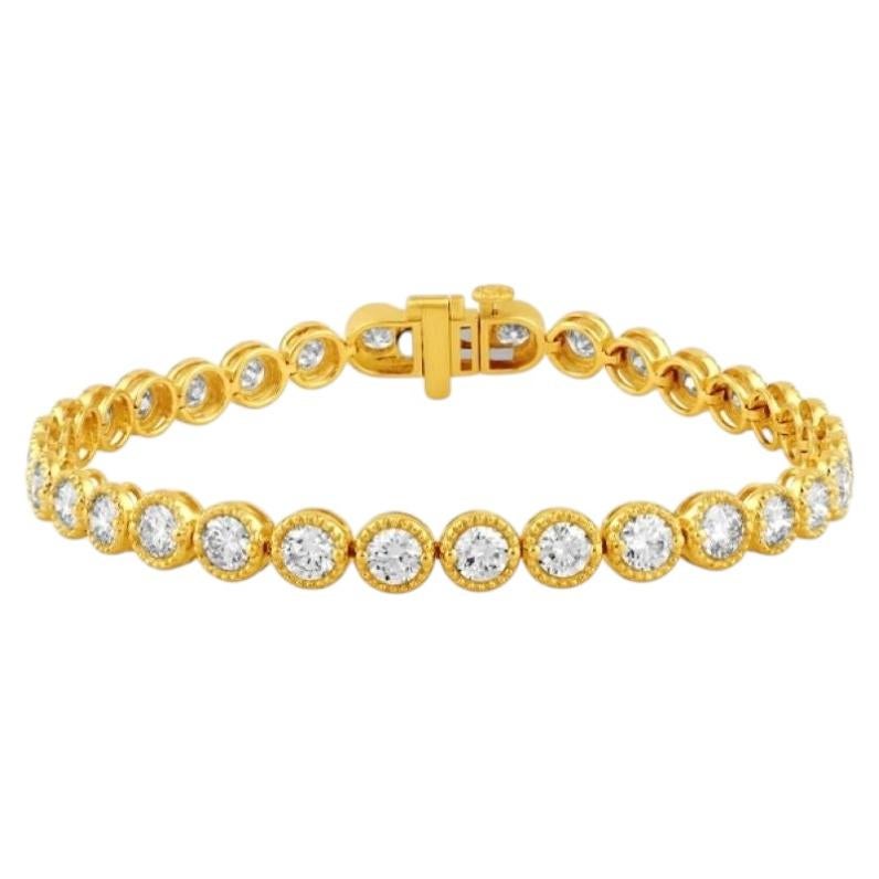 Bracciale con castone in diamanti naturali da 7,00 carati, oro giallo 14K, 7'' in vendita