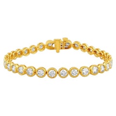 Pulsera con bisel de diamantes naturales de 7,00 quilates, oro amarillo de 14K, 7''