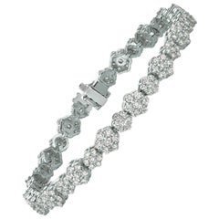 7.00 Carat Natural Diamond Bracelet G SI 14 Karat White Gold