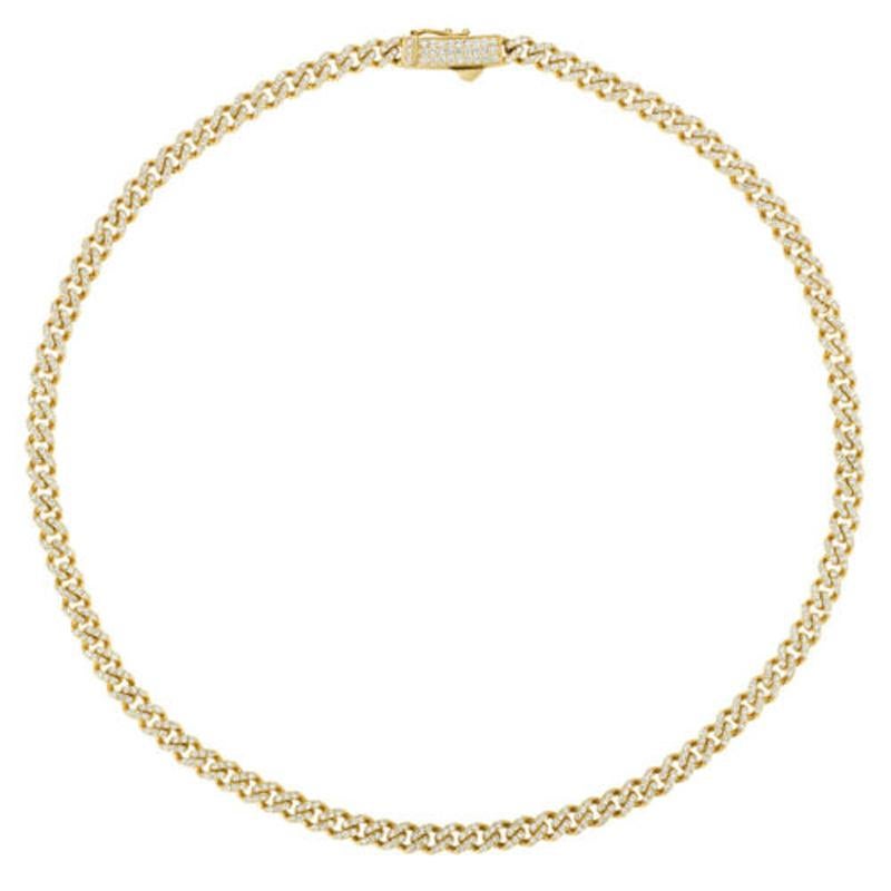 Modern 7.00 Carat Natural Diamond Link Necklace 14K Yellow Gold 37 Gr For Sale
