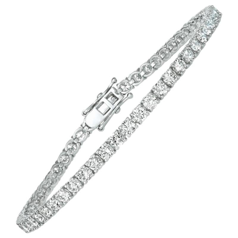 Bracelet tennis en or blanc 14 carats avec diamants naturels de 7,00 carats G SI