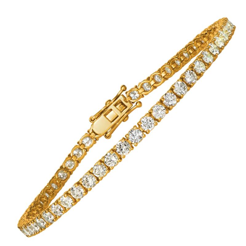 7.00 Carat Natural Diamond Tennis Bracelet G SI 14 Karat Yellow Gold For Sale