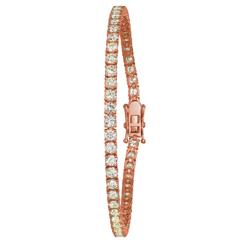 Contemporary 7.00 Carat Natural Diamond Tennis Bracelet G SI 14 Karat Rose Gold For Sale