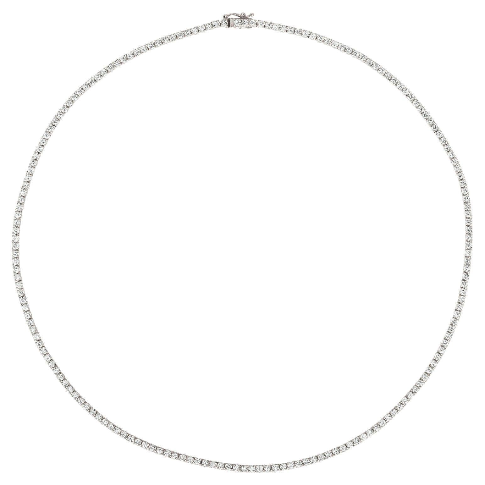 7.00 Carat Natural Diamond Tennis Necklace G SI 14K White Gold For Sale