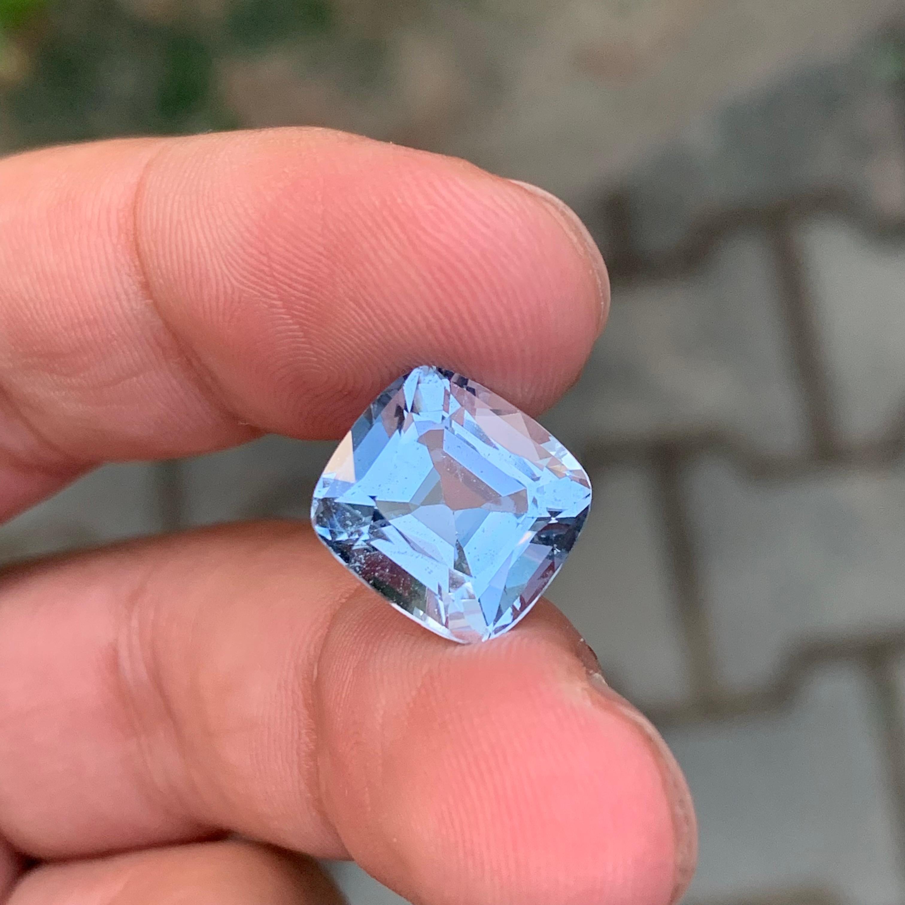 7,00 Karat natürlicher loser Aquamarin Goshenit Kissenform Edelstein im Angebot 3