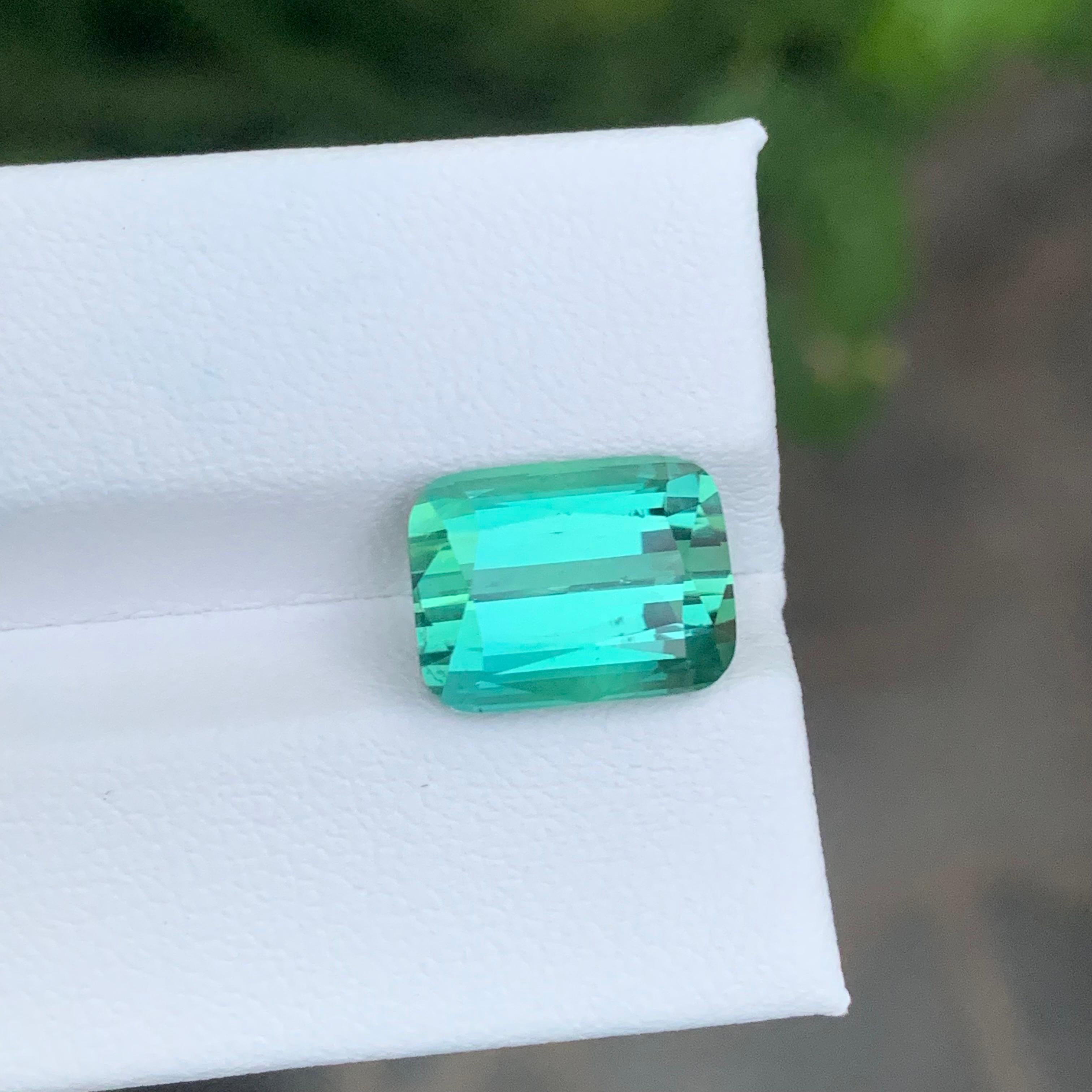 7.00 Carat Natural Loose Blue Green Tourmaline Cushion Shape Gemstone im Angebot 4