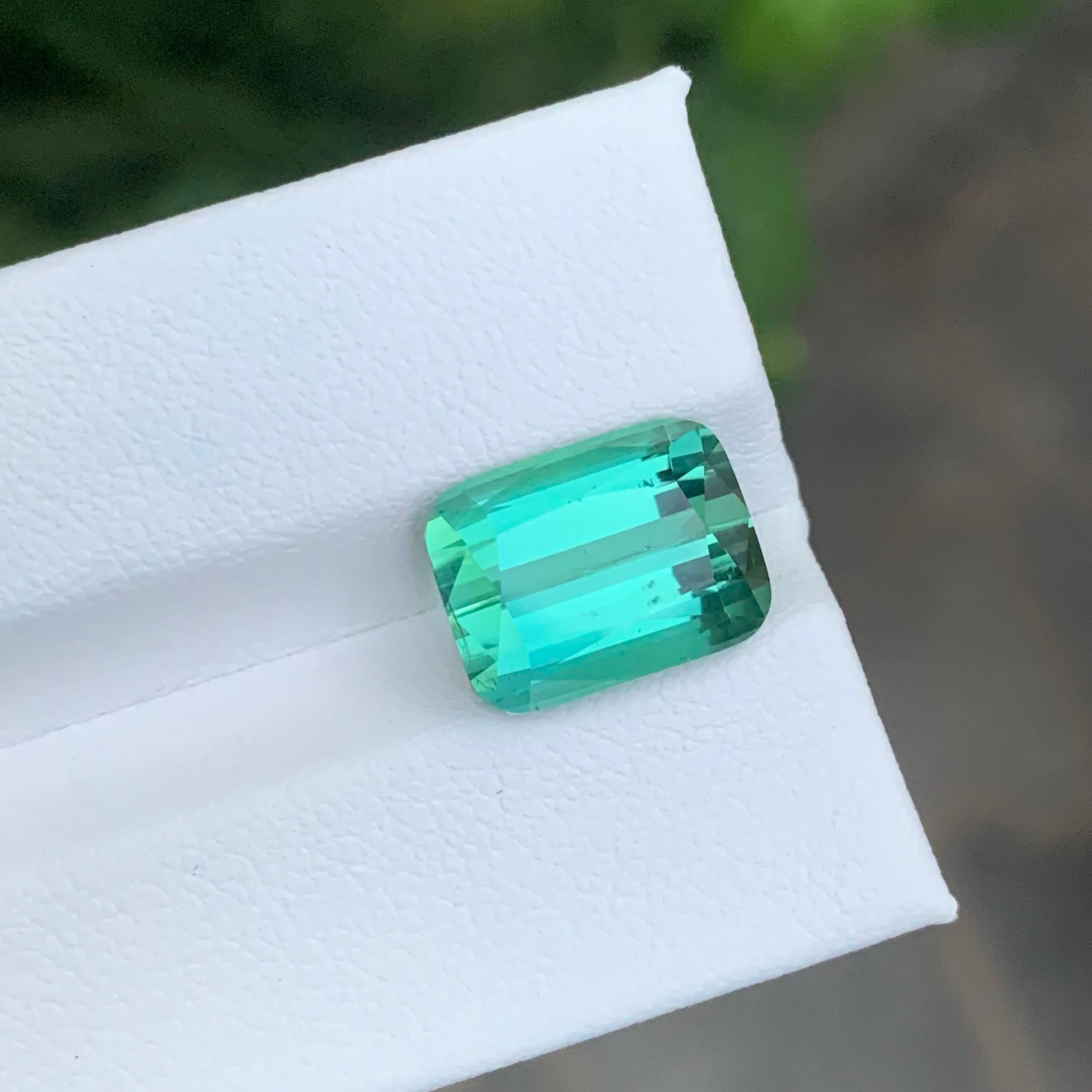 7.00 Carat Natural Loose Blue Green Tourmaline Cushion Shape Gemstone im Angebot 5