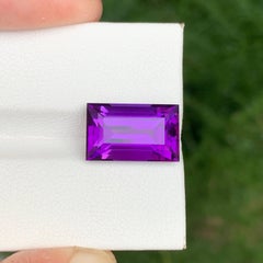 7.00 Carat Natural Loose Deep Purple Amethyst Baguette Cut Brazilian Gemstone