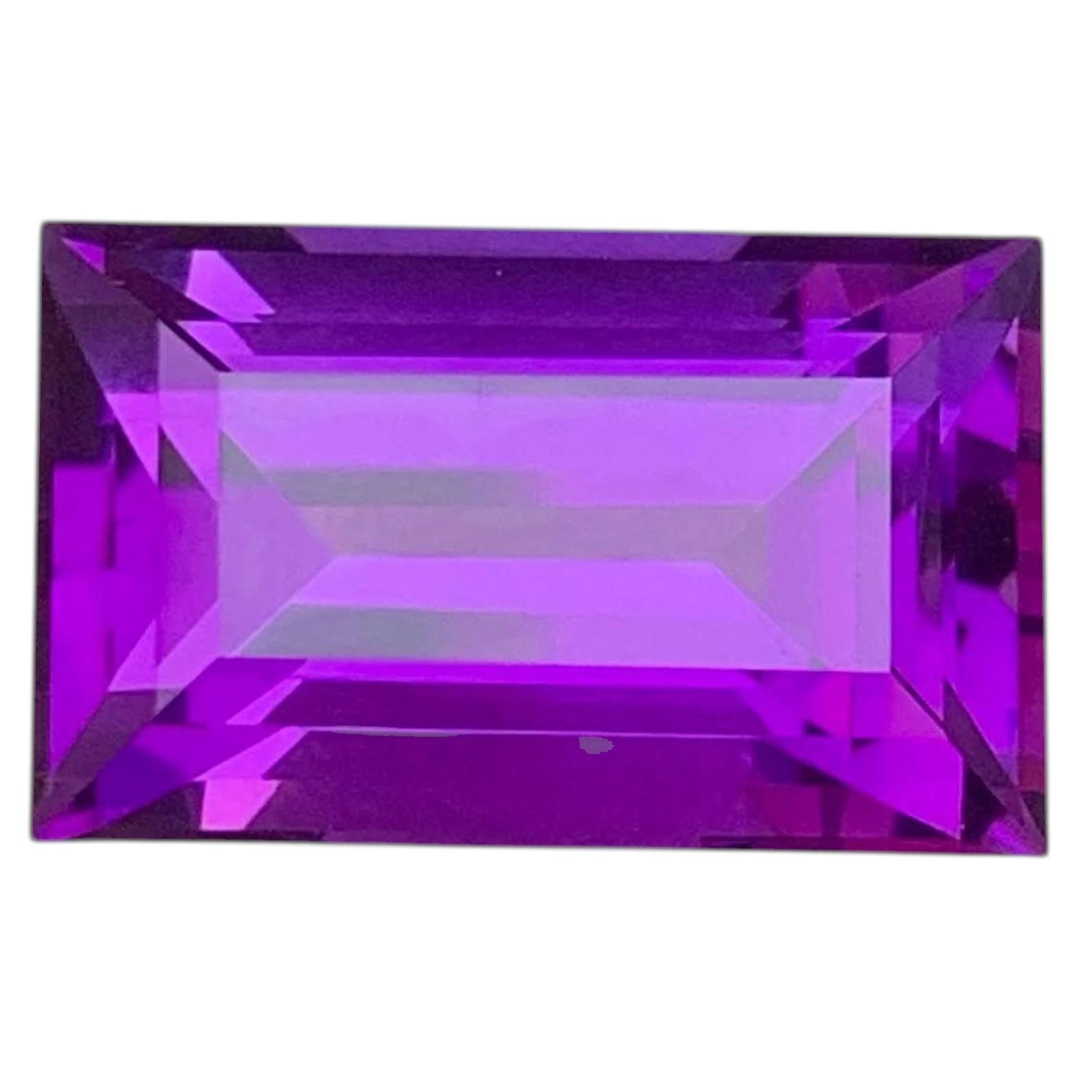 7.00 Carat Natural Loose Deep Purple Amethyst Baguette Cut Brazilian Gemstone