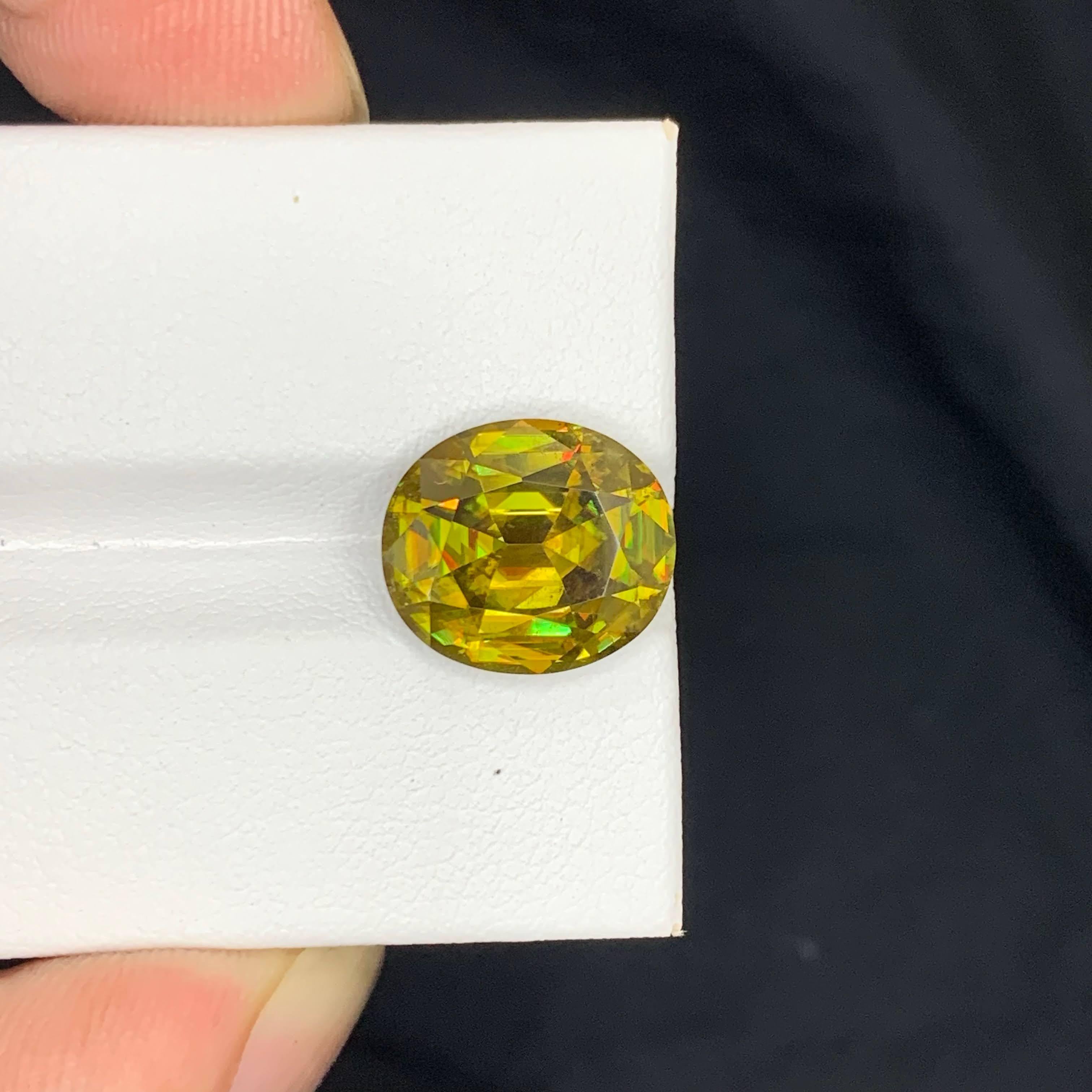 7,00 Karat natürlicher loser Feuereffekt Sphene Stein Ovalschliff Madagaskars Edelstein im Angebot 5