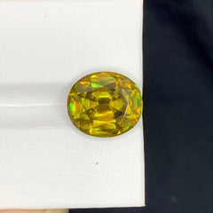 7.00 Carat Natural Loose Fire Effect Sphene Stone Oval Cut Madagascar's Gemstone
