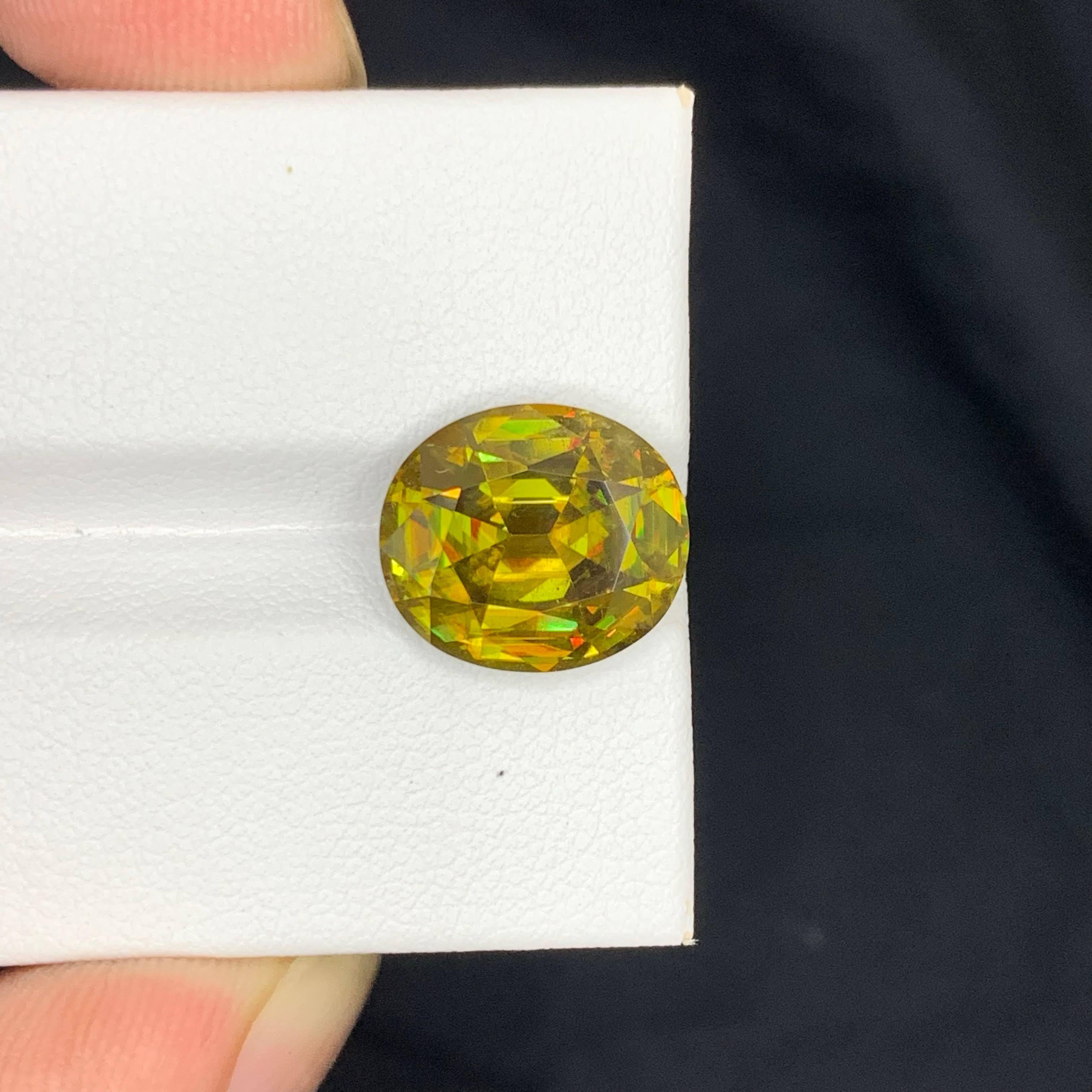 7,00 Karat natürlicher loser Feuereffekt Sphene Stein Ovalschliff Madagaskars Edelstein im Angebot 3