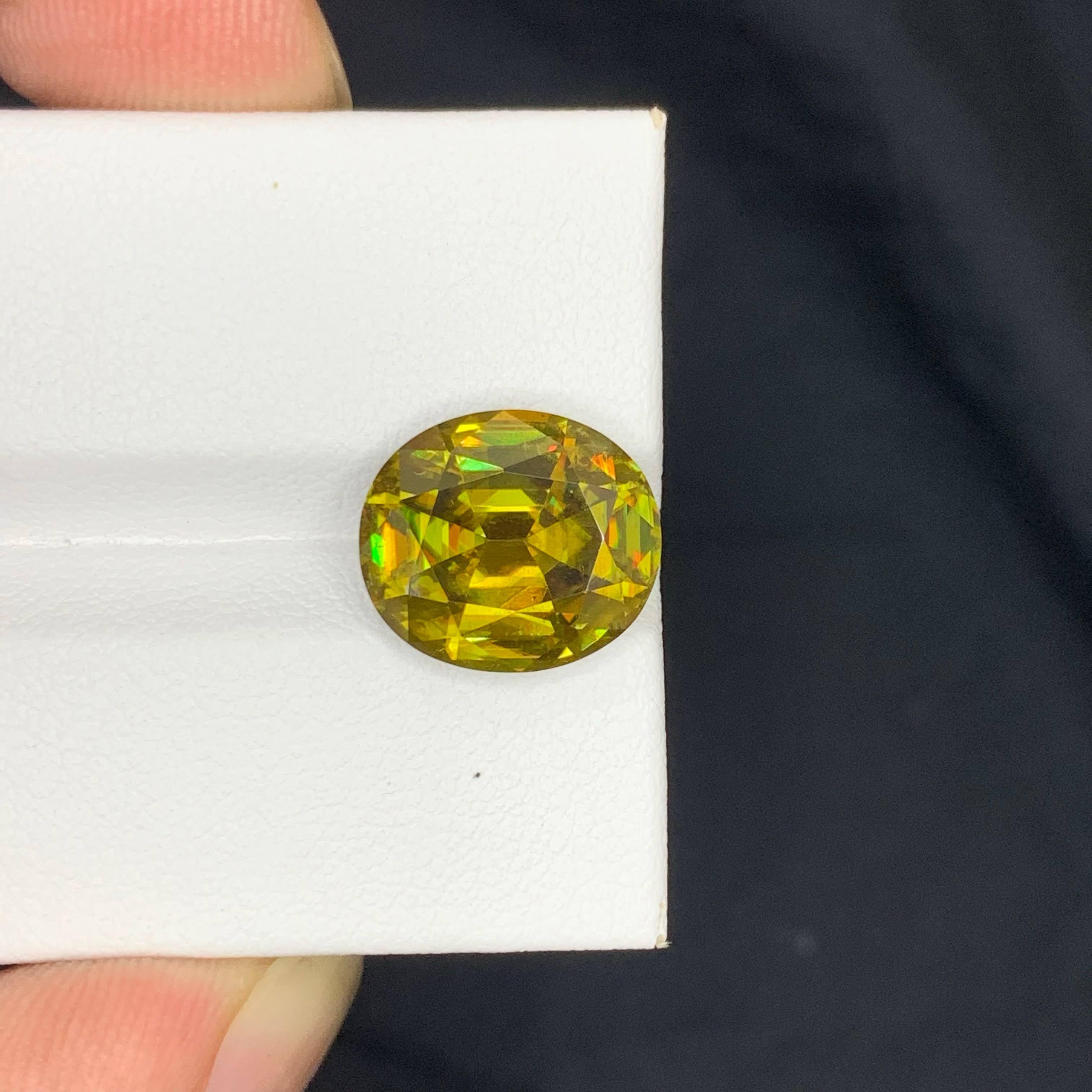 7,00 Karat natürlicher loser Feuereffekt Sphene Stein Ovalschliff Madagaskars Edelstein im Angebot 4