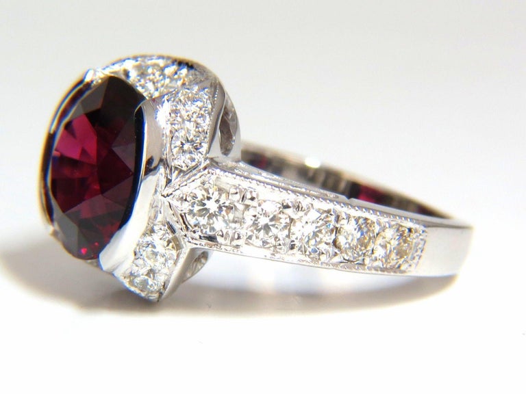 7.00 Carat Natural Round Crimson Red Hessonite Garnet Diamonds Ring 14 ...