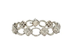 Pulsera de eslabones alternos con diamantes redondos naturales de 7,00 quilates en oro blanco