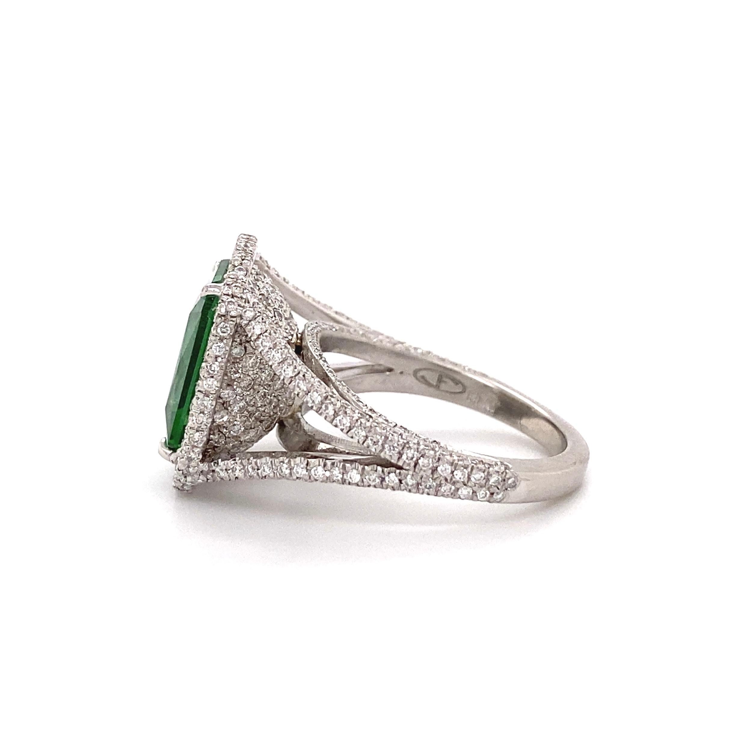 Women's 6.00 Carat Green Paraiba Tourmaline Diamond Platinum Ring Estate Fine Jewelry For Sale