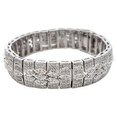 Vintage 7.00 Carat Round Brilliant Diamond 14 Karat White Gold Art-Deco Bracelet