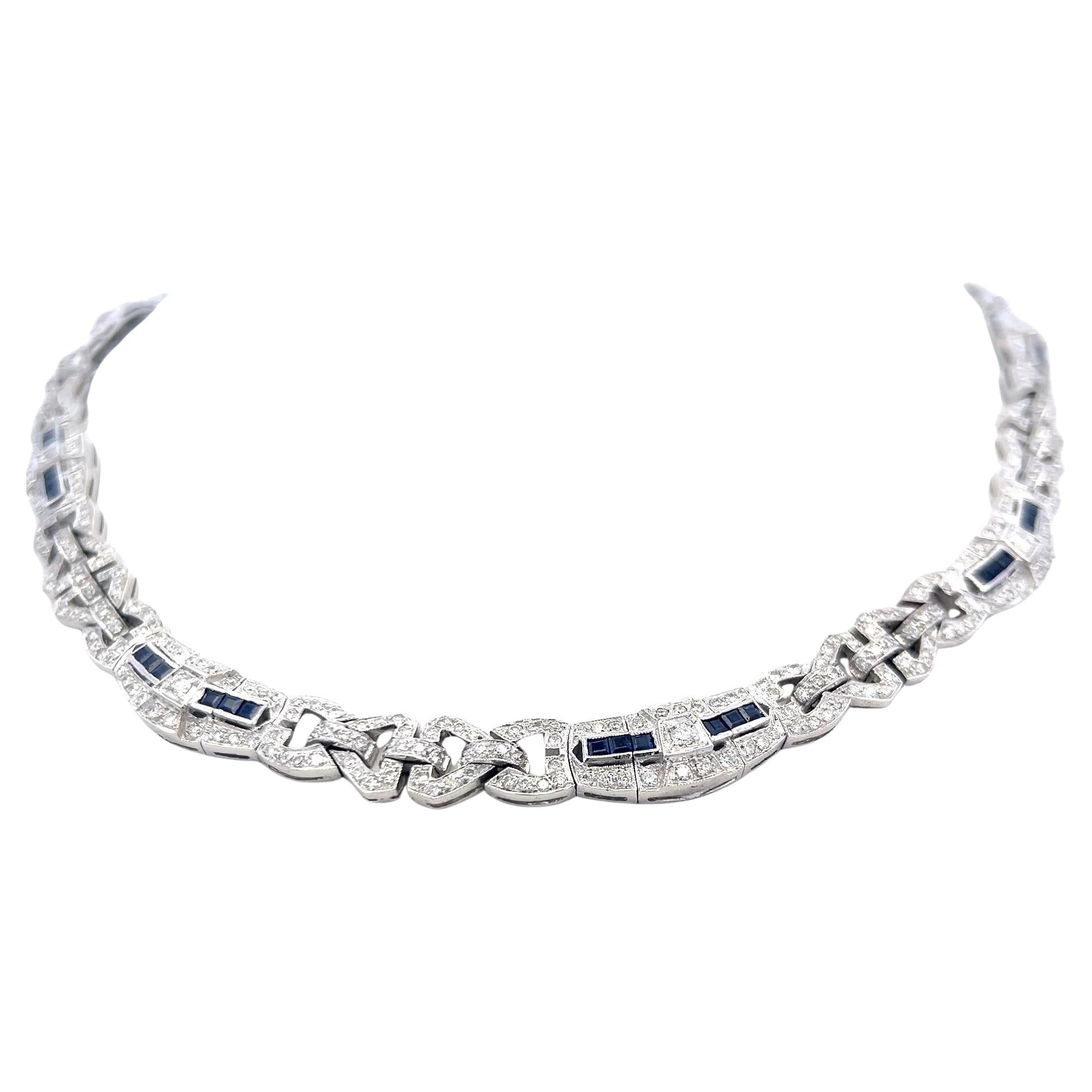 Diamante brillante redondo de 7,00 quilates Zafiro de 2,00 quilates Pulsera de eslabones 18K WG en venta