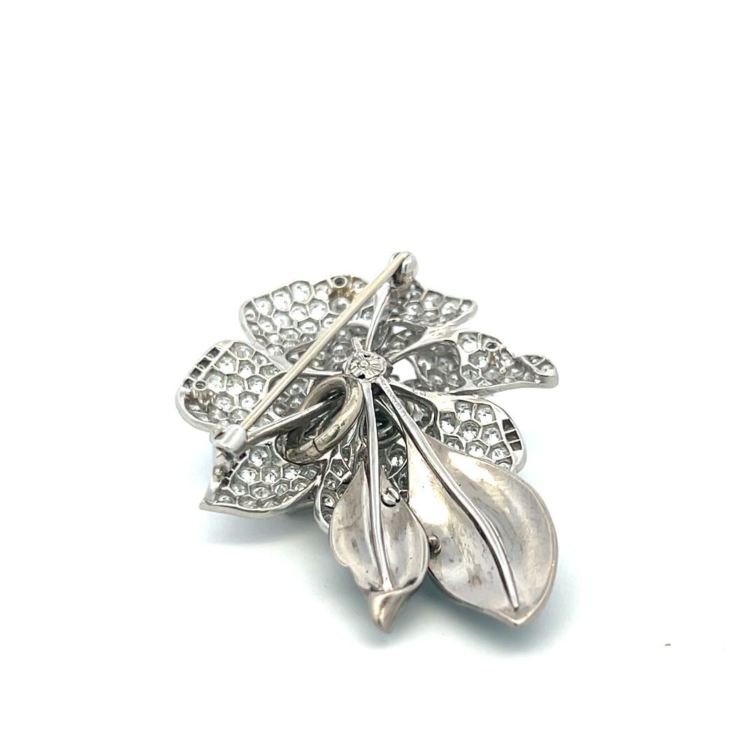 7.00 Carat Round Brilliant G SI1 Diamond 18 Karat White Gold/Platinum Pin Brooch For Sale 5