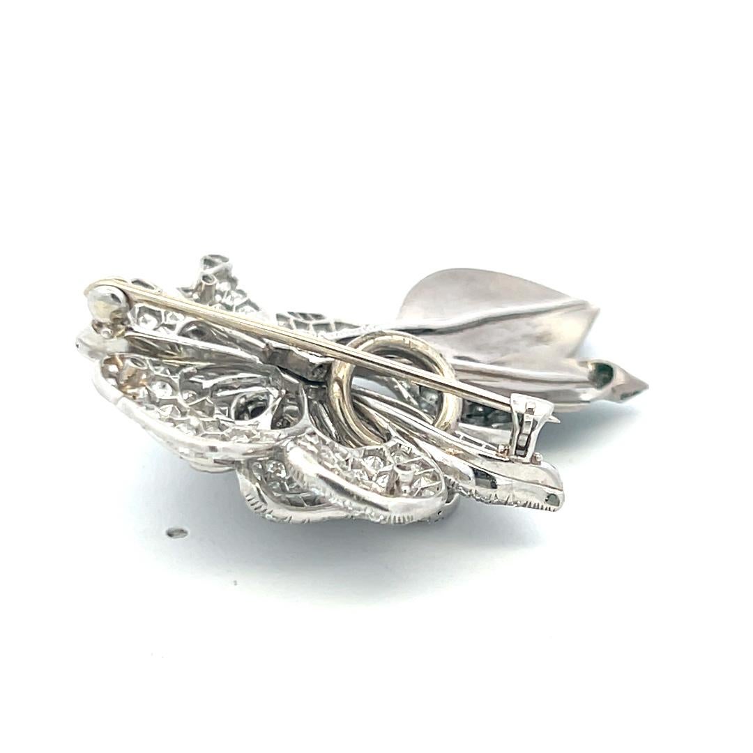 7.00 Carat Round Brilliant G SI1 Diamond 18 Karat White Gold/Platinum Pin Brooch For Sale 6