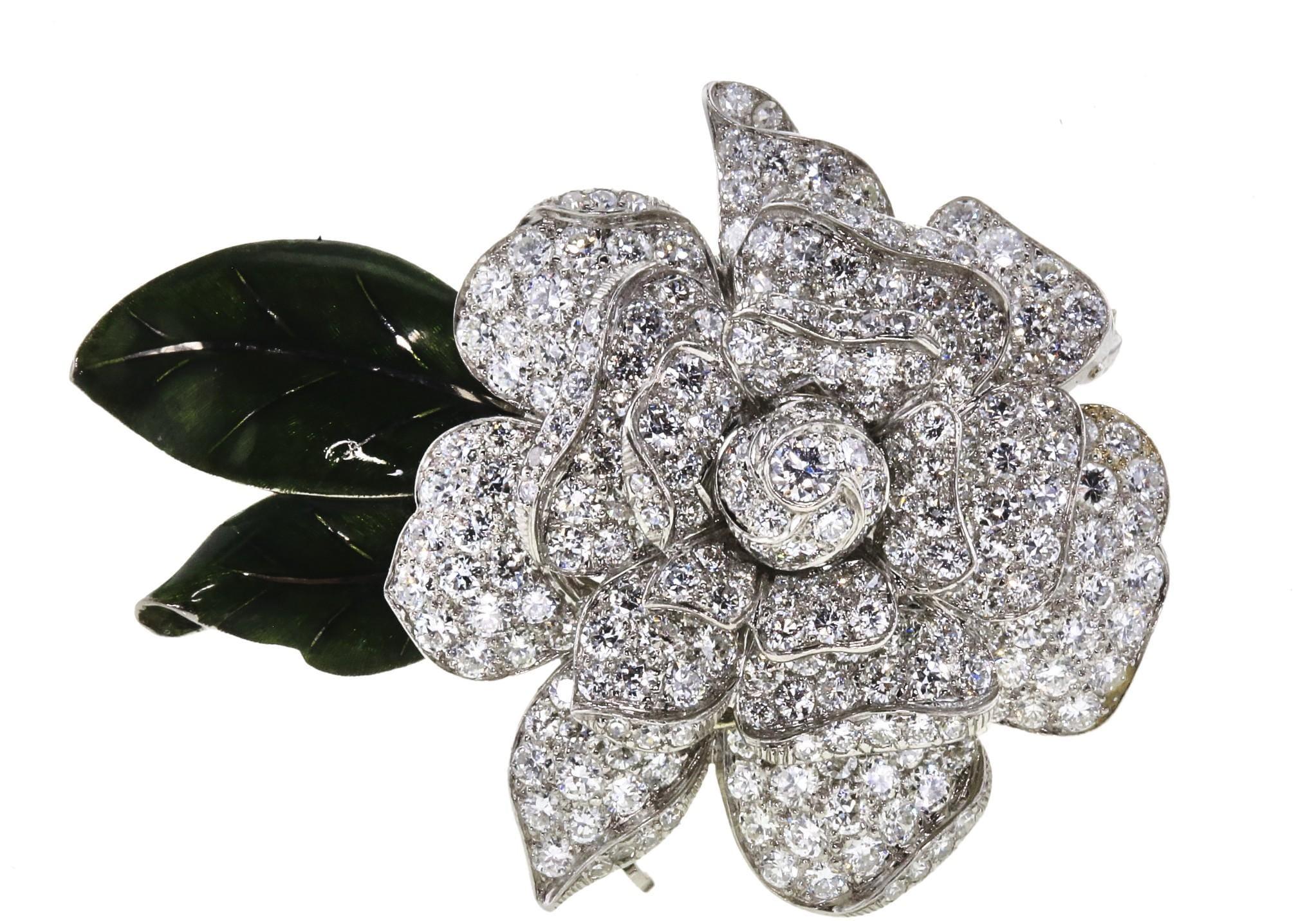 7.00 Carat Round Brilliant G SI1 Diamond 18 Karat White Gold/Platinum Pin Brooch For Sale 7